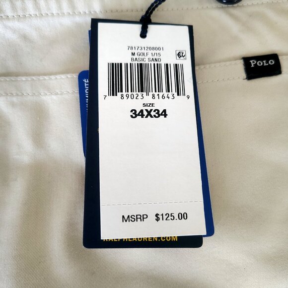 NWT $125 Mens Polo Ralph Lauren Size 34x34 Color Beige Golf Pants - Picture 8 of 10